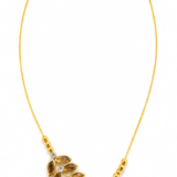 Gold-Plated Asymmetric Leaf Necklace with Amber Stones
