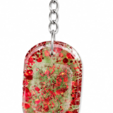 Customizable Resin Photo Keychain – Red & Green Glitter Blank Pendant