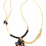 Royal Blue and Black Geometric Statement Necklace