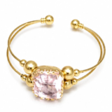 Blush Pink Cushion-Cut Crystal Open Cuff Bracelet