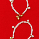 Classic Pearl Anklet Pair with Golden Jingle Bells